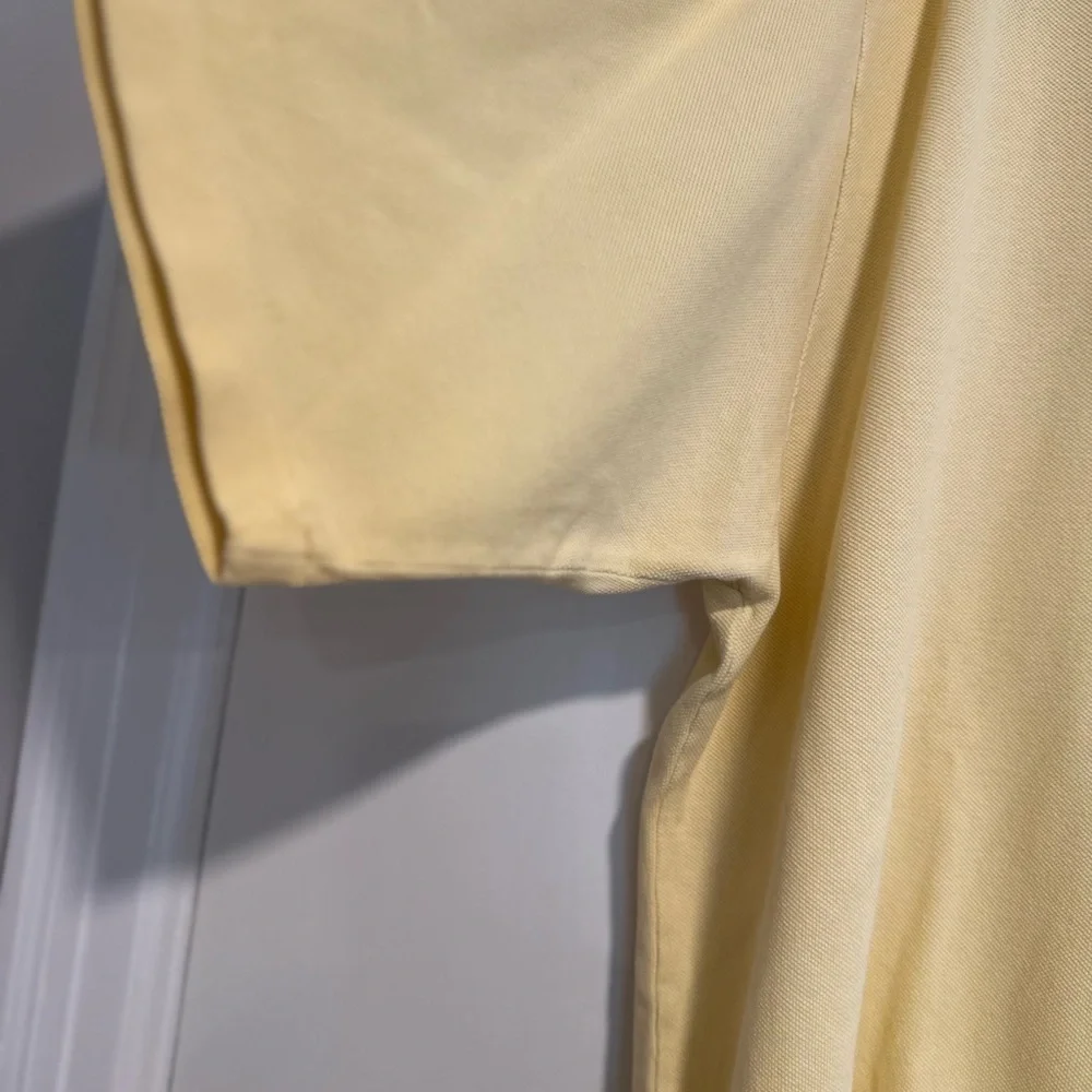 Polo Ralph Lauren Men 2XL Pale Yellow Navy Pony & Stripe On Collar. Cotton.